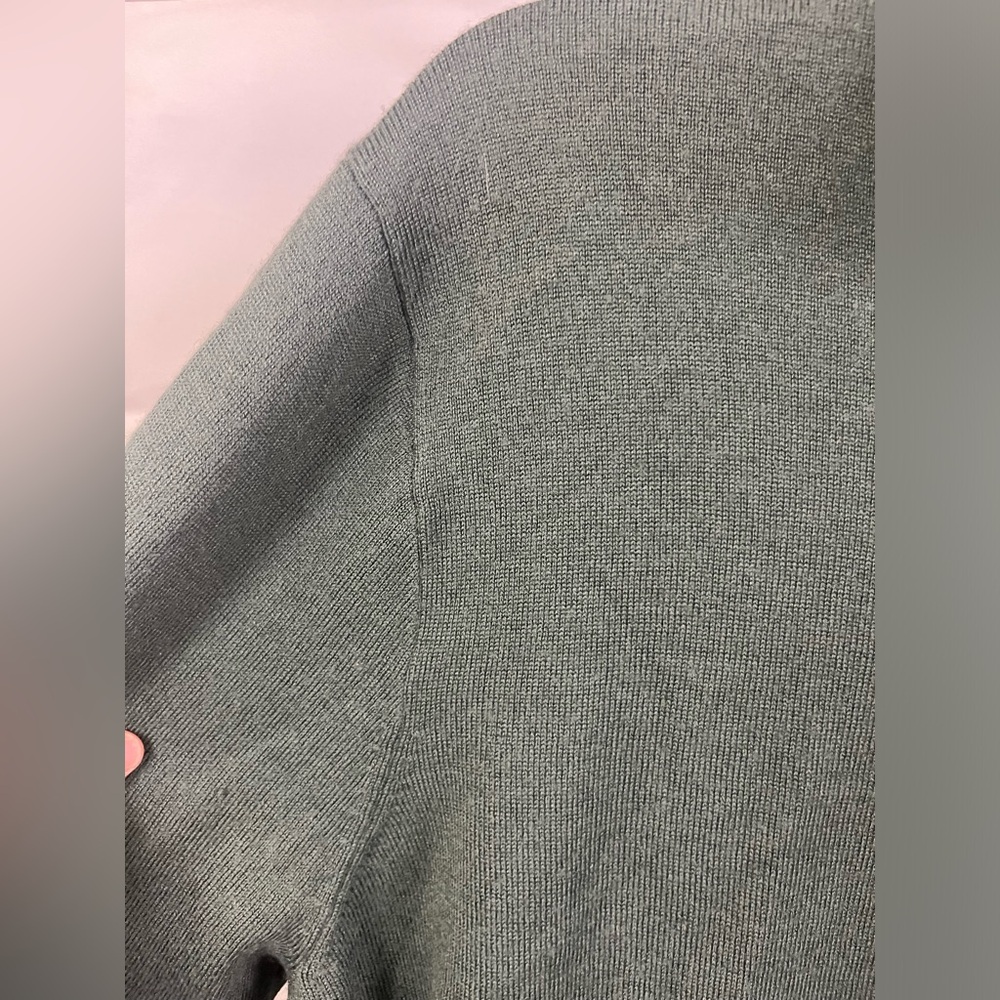 J. Crew‎ Men's Merino Wool Blend Green Quarter Zip Pullover Sweater- Size XL - Picture 5 of 8